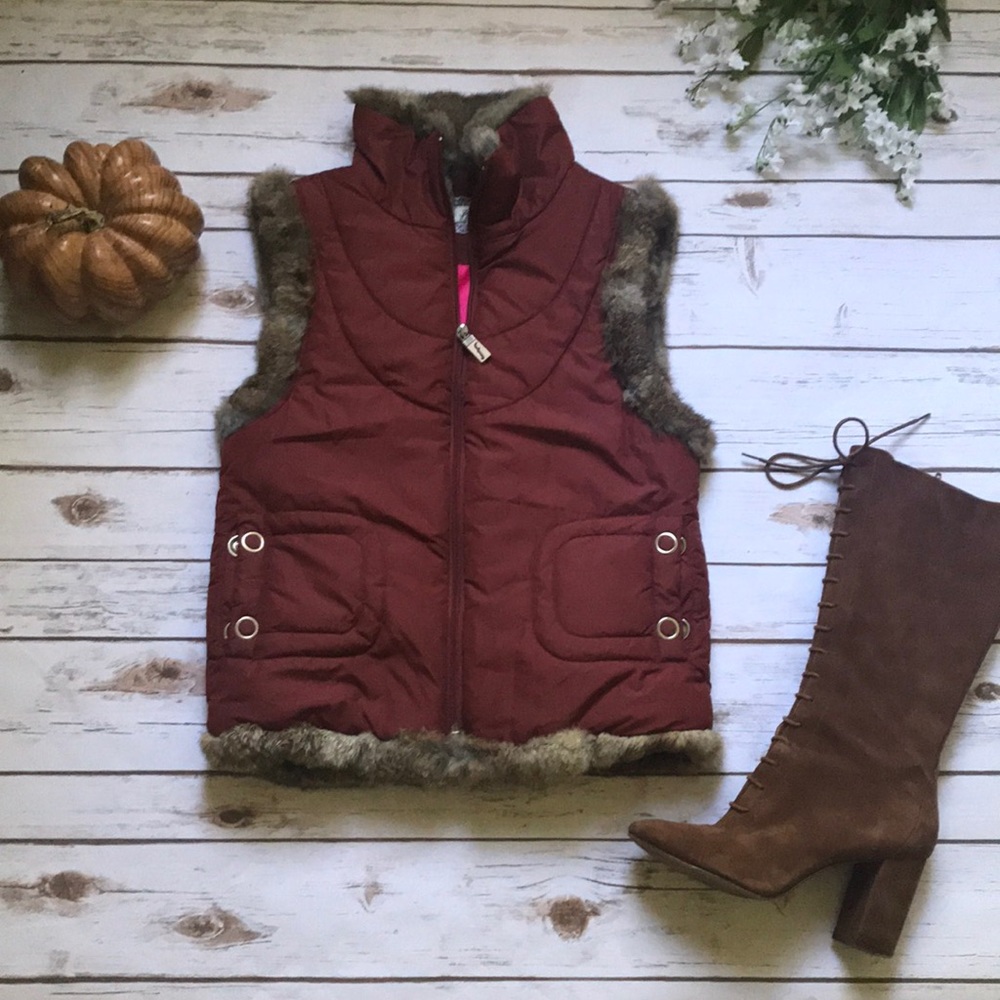 Women’s Down Feather Vest Rust Fall Outerwear Xs - image 1